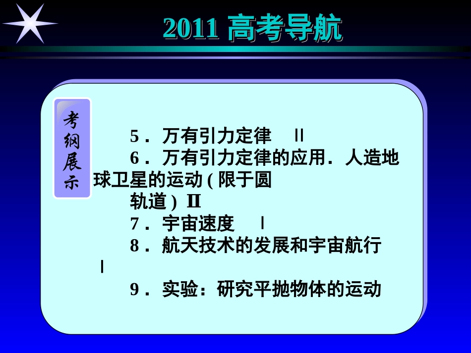 2011物理优化方案一轮复习：41《曲线运动万有引力定律》课件_第3页
