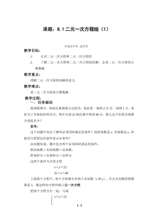 沈丹丹《二元一次方程组》