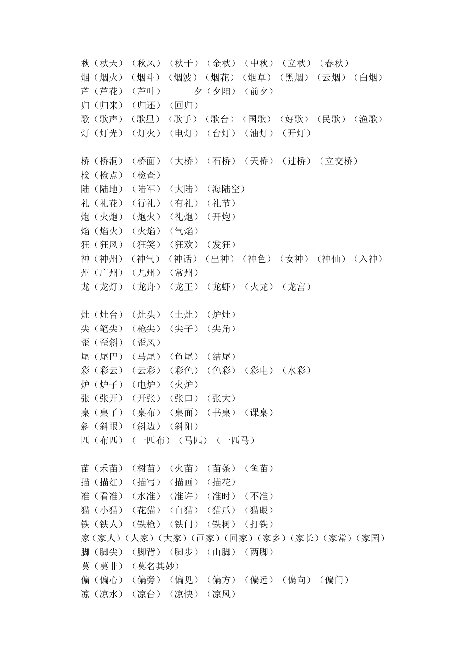 苏教版语文二上1-4单元扩词_第1页