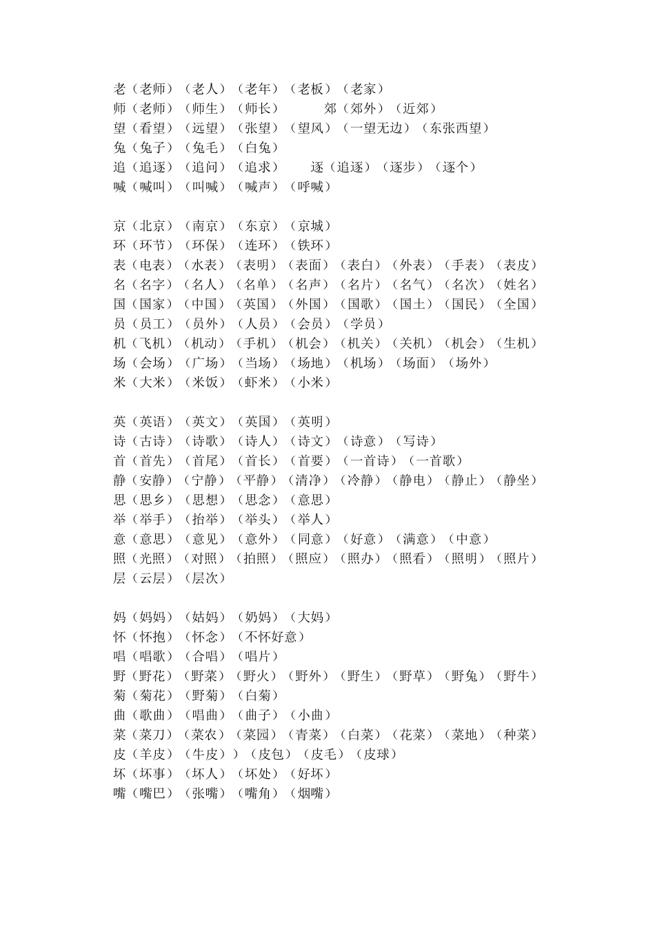 苏教版语文二上1-4单元扩词_第2页