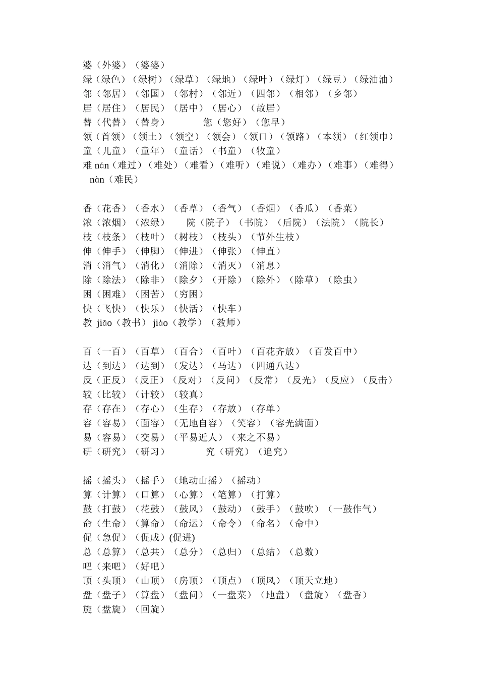 苏教版语文二上1-4单元扩词_第3页