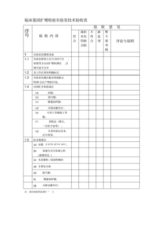 临床基因扩增检验试验室技术验收表