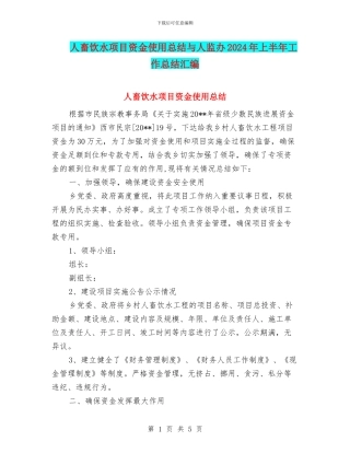 人畜饮水项目资金使用总结与人监办2024年上半年工作总结汇编