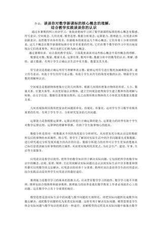 作业：谈谈你对数学新课标的核心概念的理解，