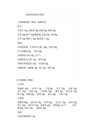 临床常见病处方指引剖析