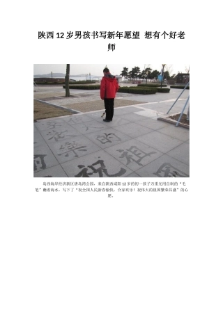 陕西12岁男孩书写新年愿望想有个好老师