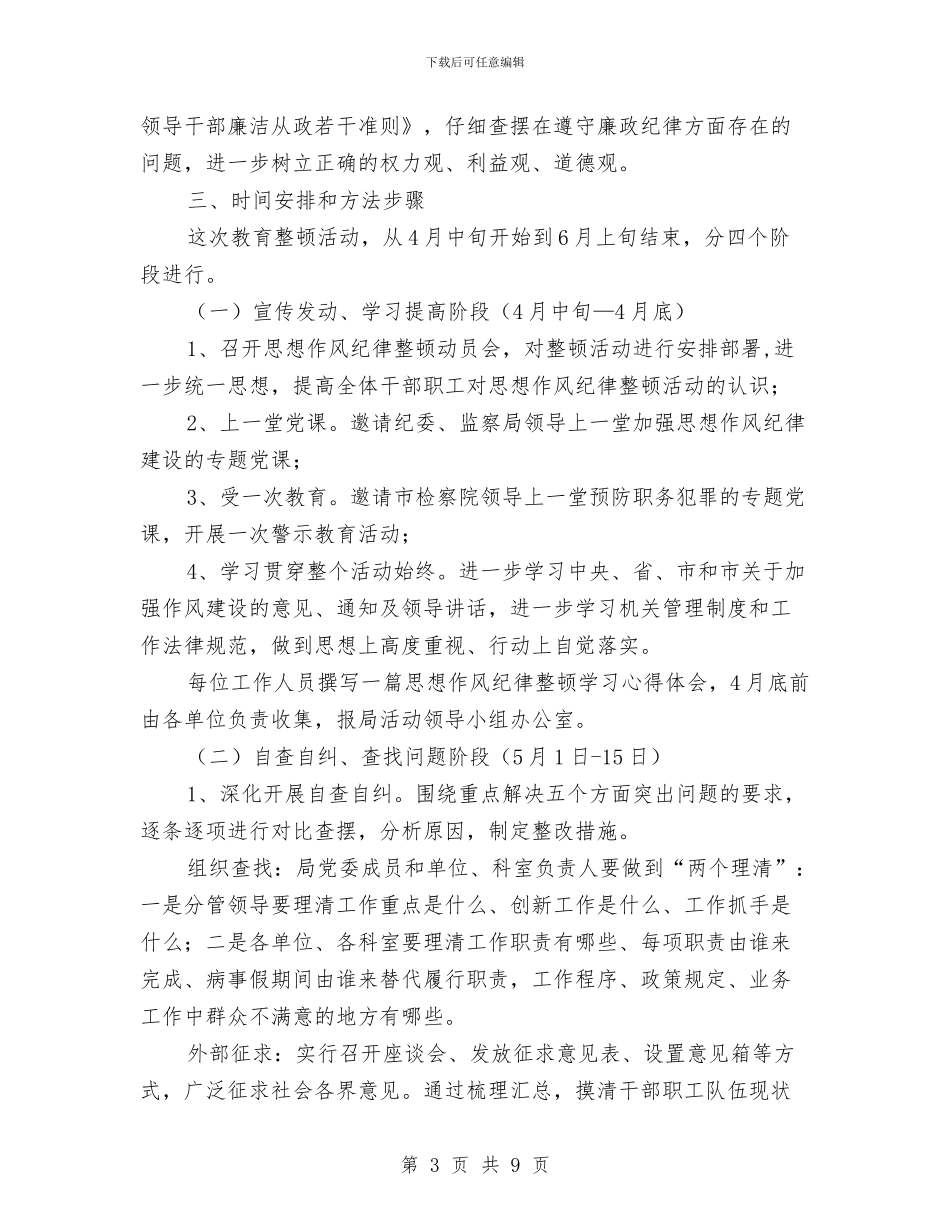 人社系统思想作风纪律整顿方案与人群聚集场所火灾、爆炸事故应急预案汇编_第3页