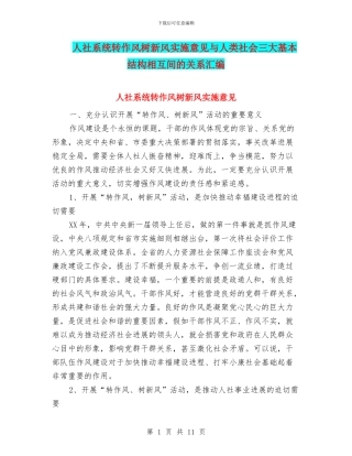人社系统转作风树新风实施意见与人类社会三大基本结构相互间的关系汇编