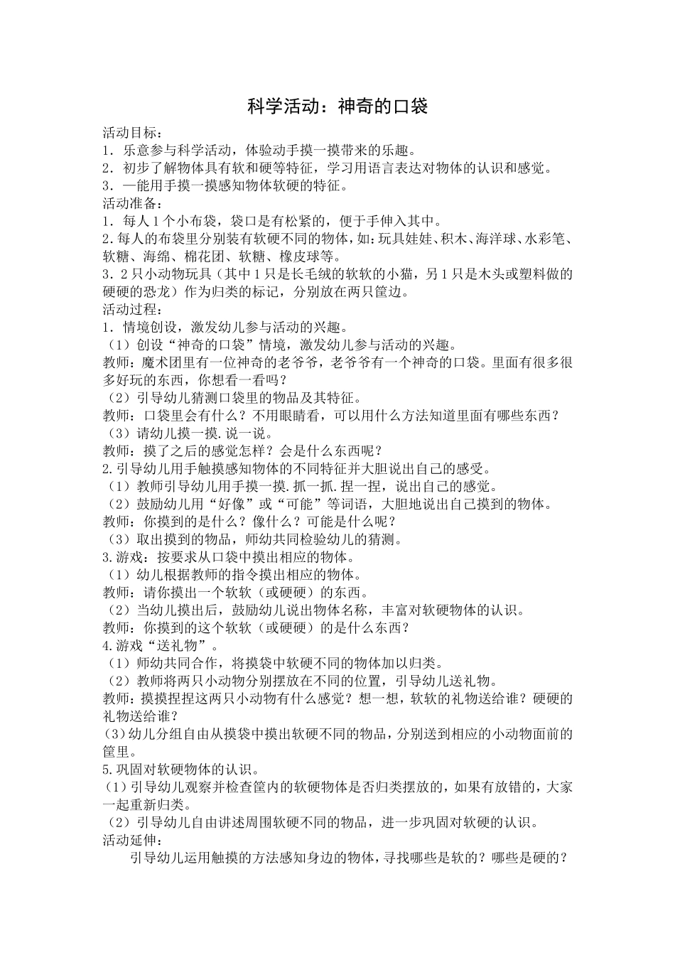 科学活动《神奇的口袋》_第1页