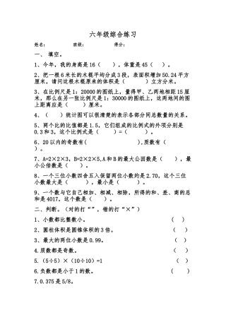 小升初综合练习