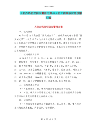 人防办鸣防空防灾警报方案与人防工程事故应急预案汇编