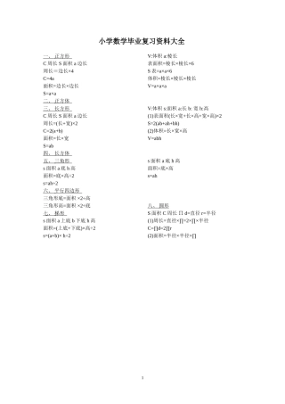 小学数学毕业复习资料大全