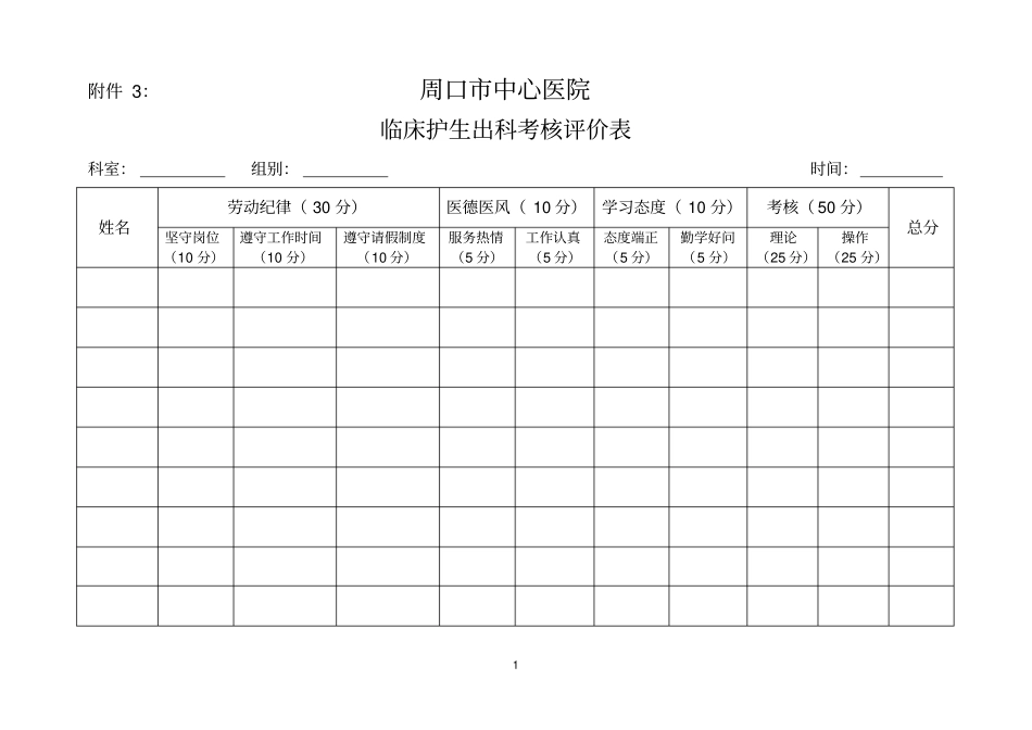 临床护生出科考核评价表_第1页