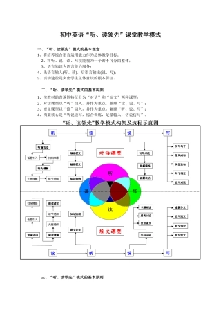 初中英语“听、读领先”课堂教学模式