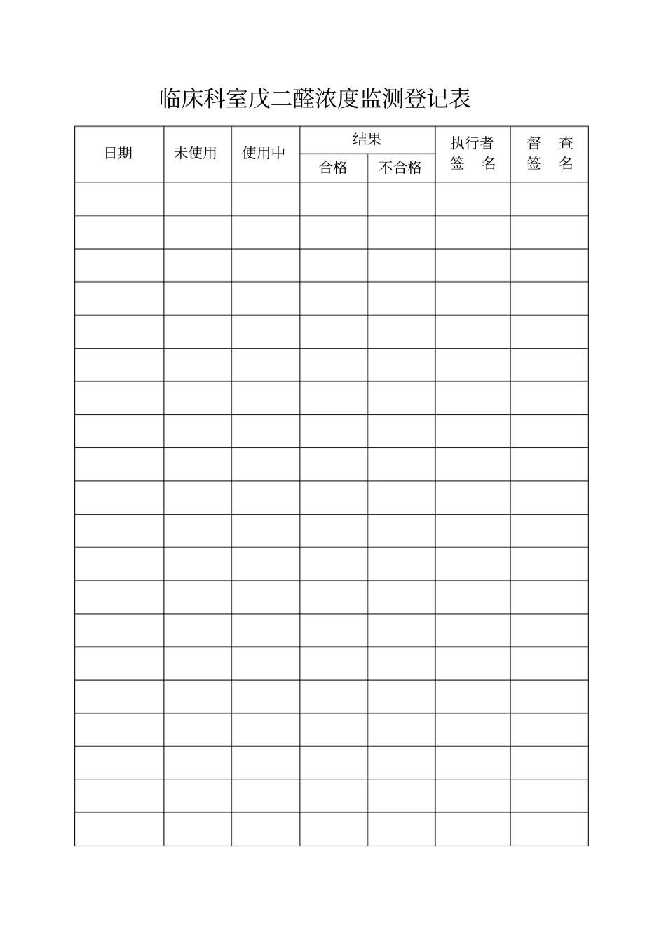 临床科室戊二醛浓度监测登记表_第1页