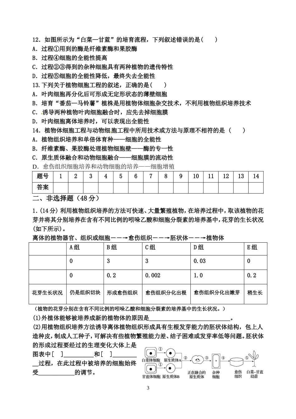 中江中学高二下期生物过关检测题五_第3页