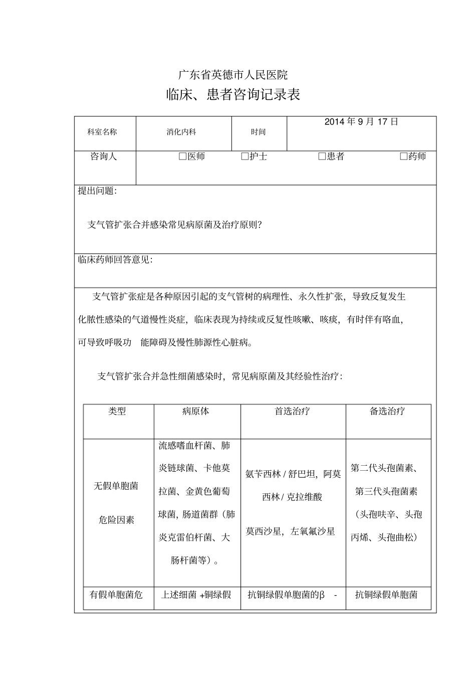 临床药师用药咨询记录_第1页
