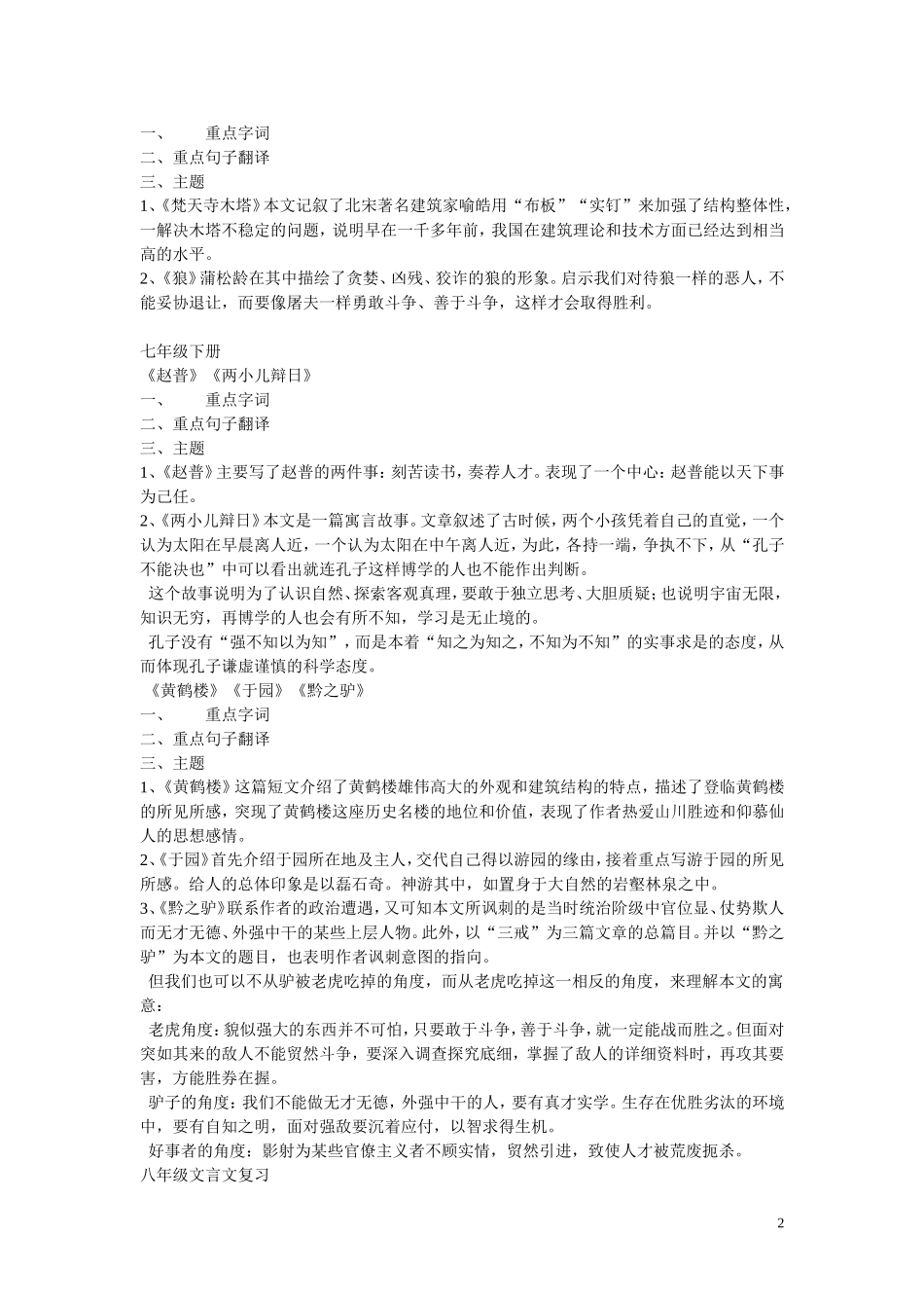 初三文言文专题复习_第2页