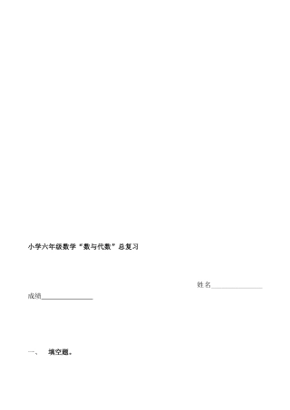 [优质文档]六年级数学数与代数温习