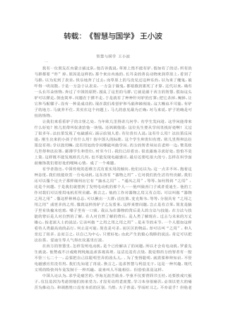 转载：《智慧与国学》王小波