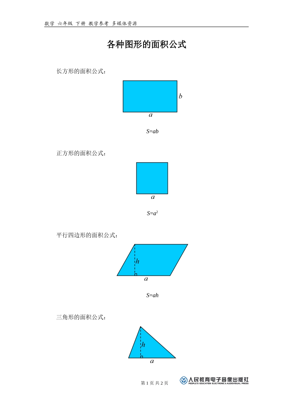 各种图形的面积公式_第1页