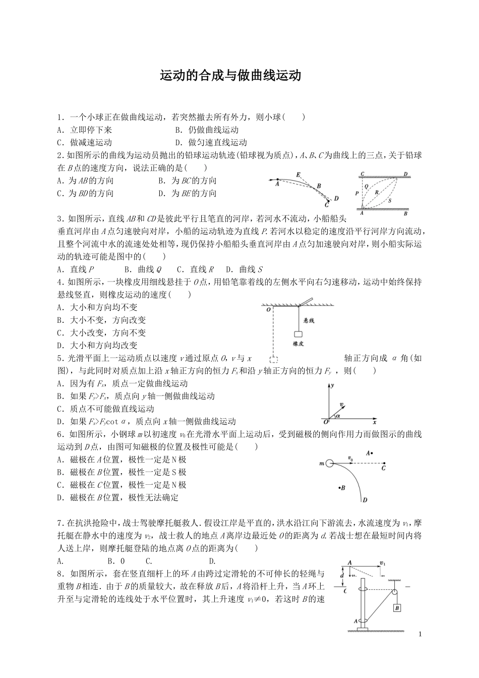 运动的合成与做曲线运动_第1页