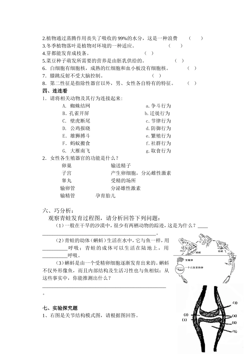 初二生物复习题_第3页