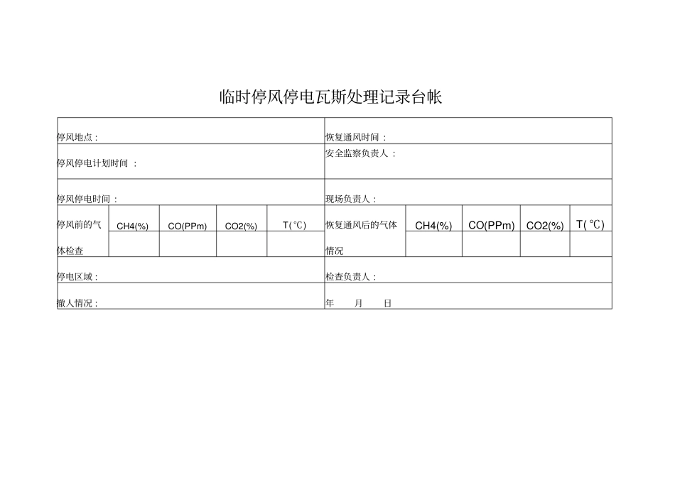 临时停风停电瓦斯处理记录台帐等五台账_第1页