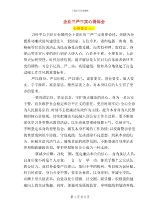 企业三严三实心得体会