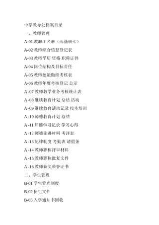 中学教导处档案目录