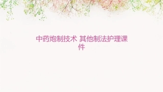 中药炮制技术 其他制法其他制法护理课件1