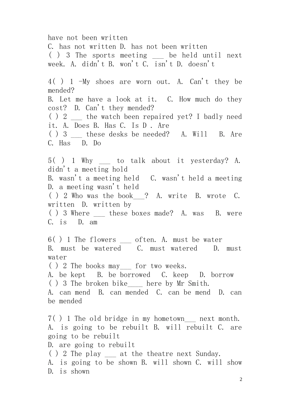 被动语态练习题_第2页