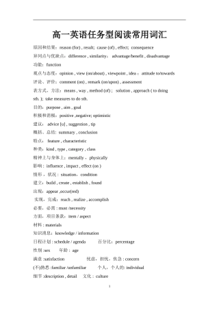 英语任务型阅读常用词汇