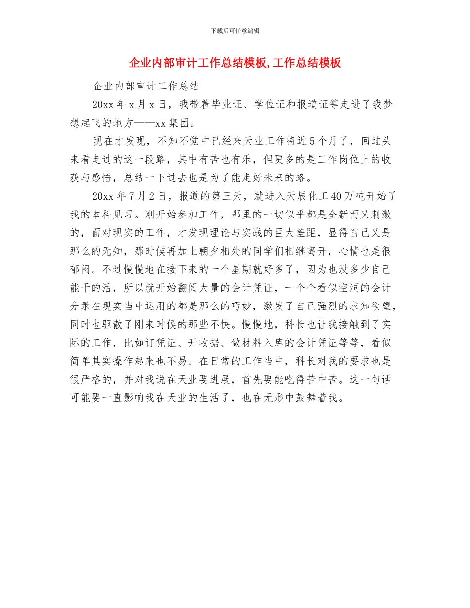 企业内部审计人员工作总结与企业内部审计工作总结模板汇编_第3页