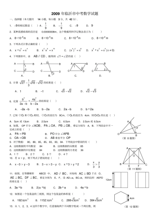 临沂中考数学试题及答案