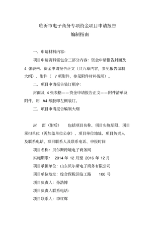 临沂电子商务专项资金项目申请报告--跨境平台