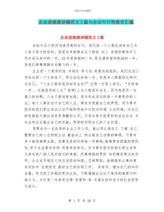 企业发展演讲稿范文3篇与企业可行性报告汇编