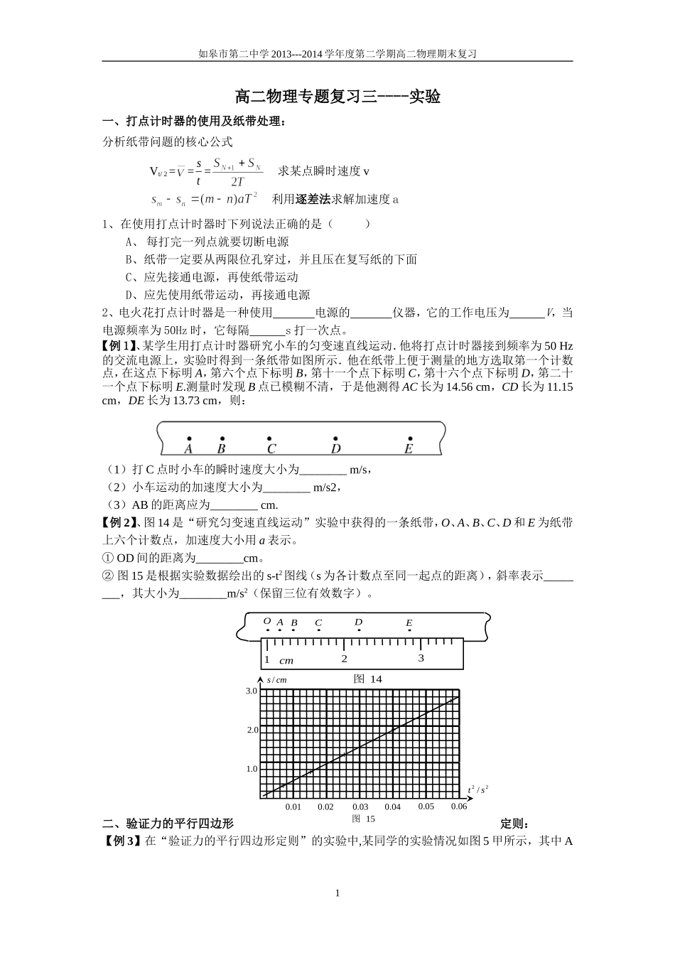 实验专题复习曹健清_第1页