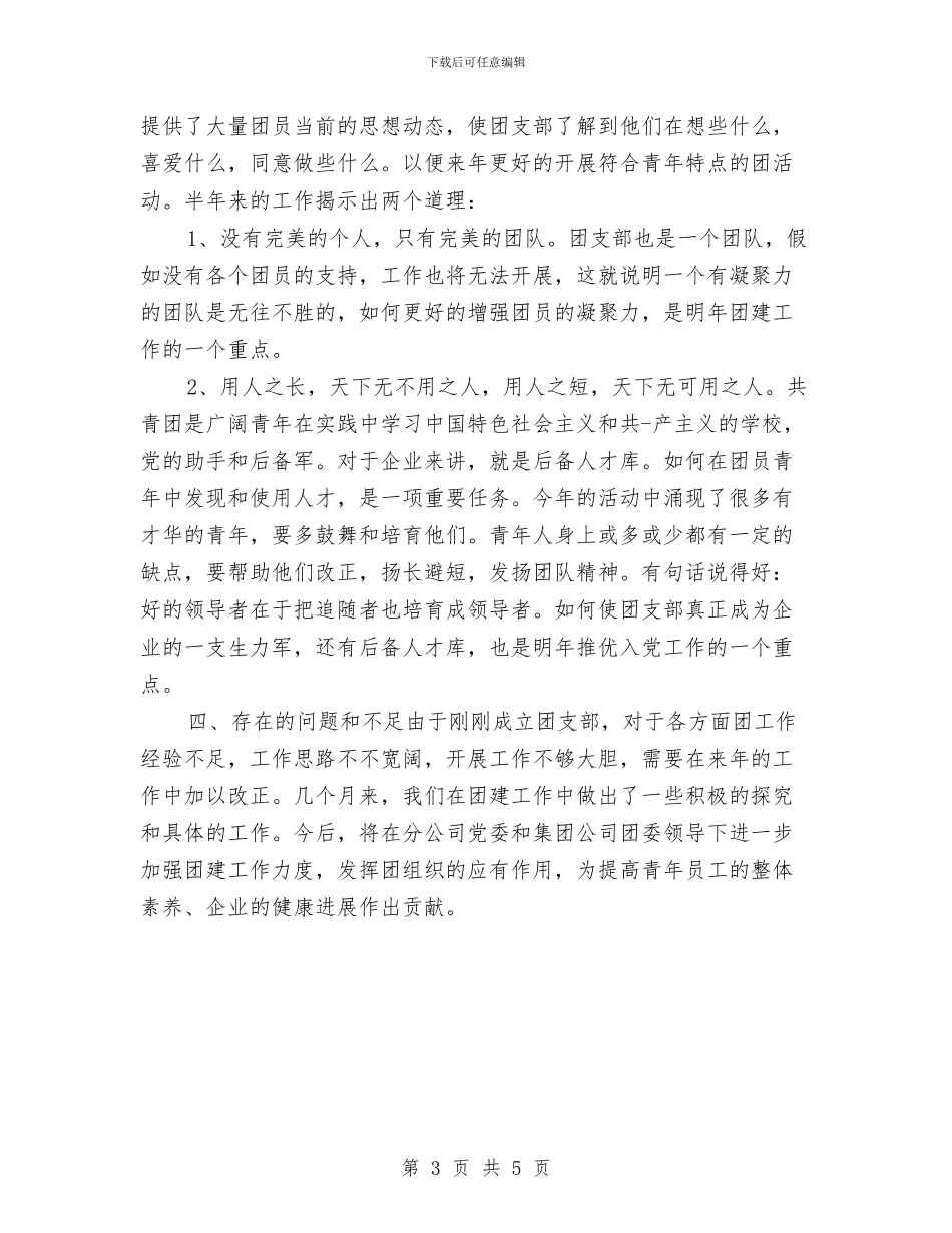 企业团支部2024年度工作总结2与企业团支部个人总结汇编_第3页