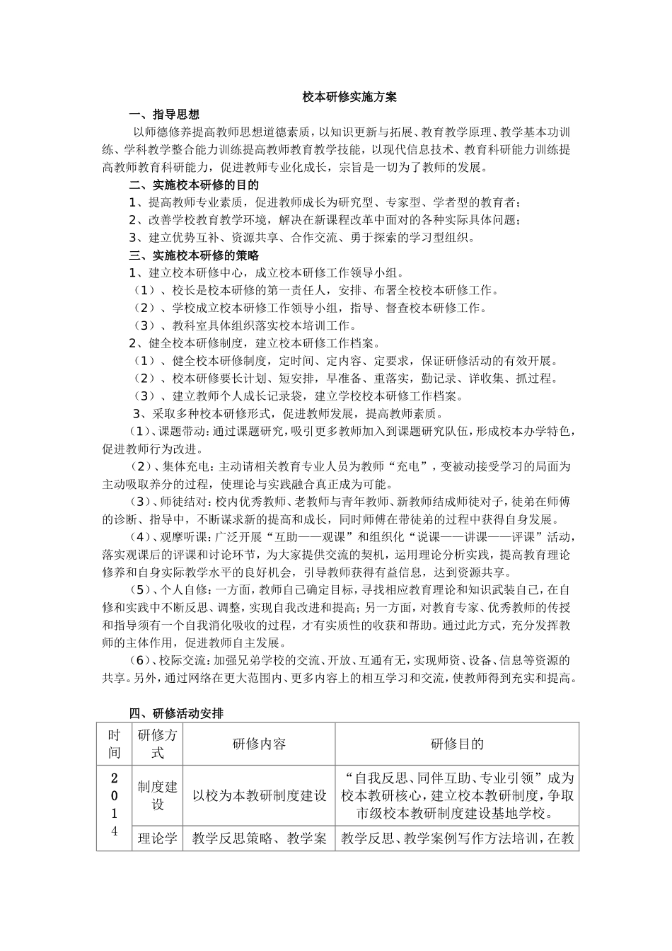 校本研修活动方案_第1页