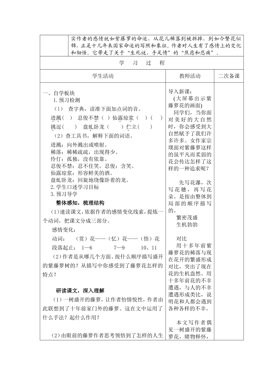紫藤萝瀑布导学案(定_第2页