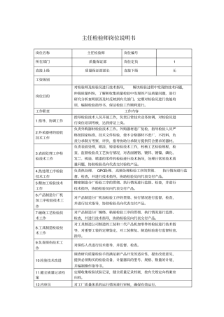 主任检验师岗位说明书