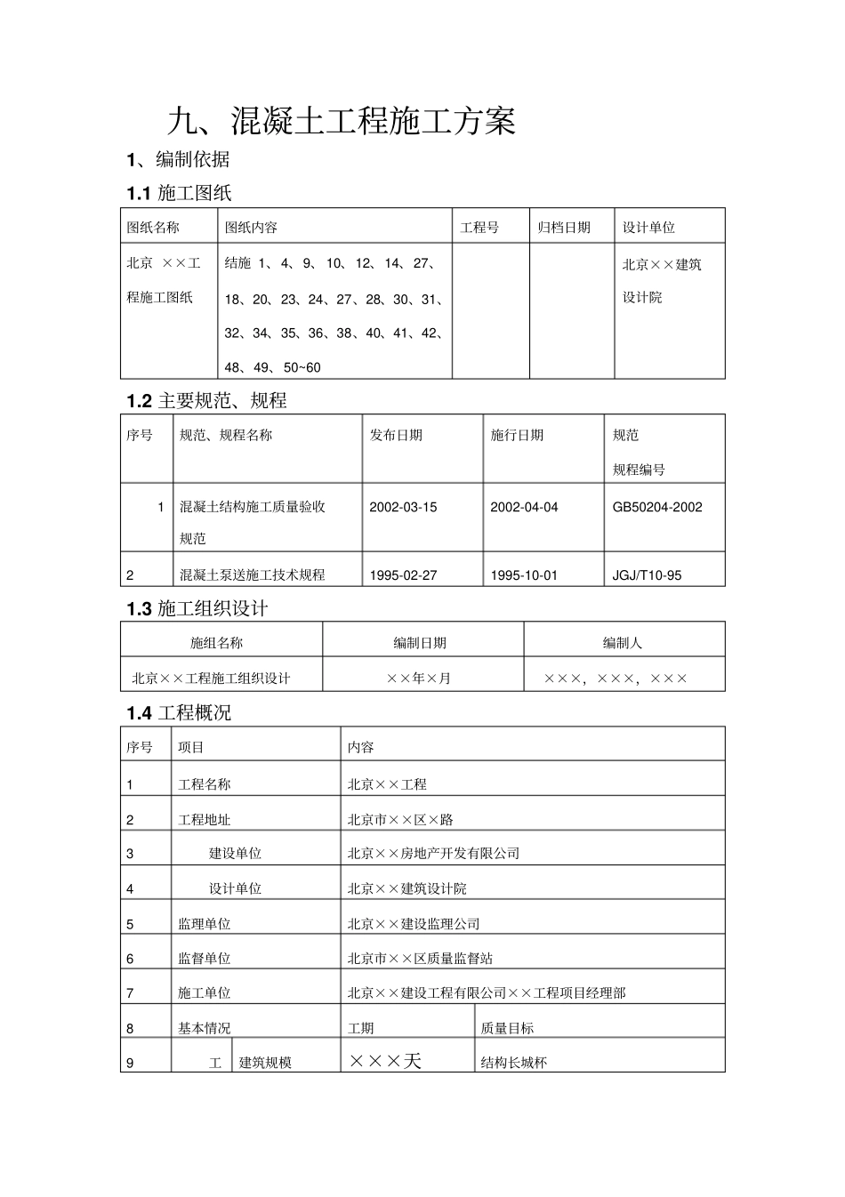主体结构混凝土工程施工方案_第1页
