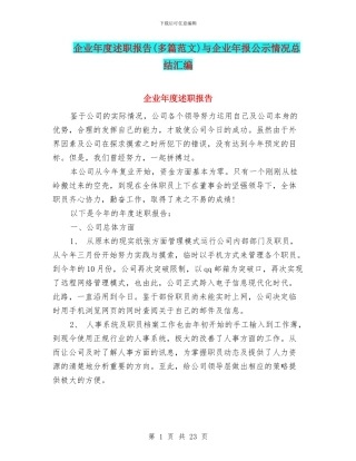 企业年度述职报告与企业年报公示情况总结汇编