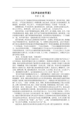 在声音的世界里