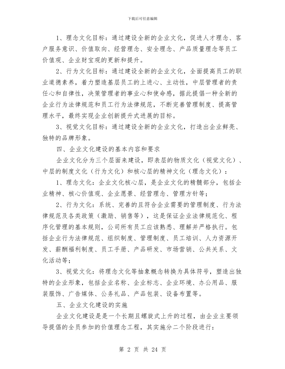 企业文化建设方案与企业文化建设方案4篇汇编_第2页