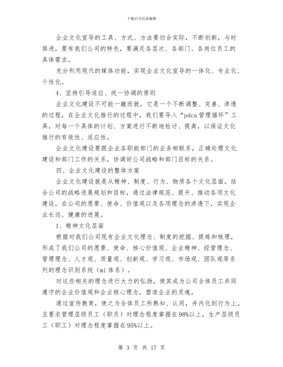 企业文化建设规划方案与企业文化建设讲话汇编_第3页