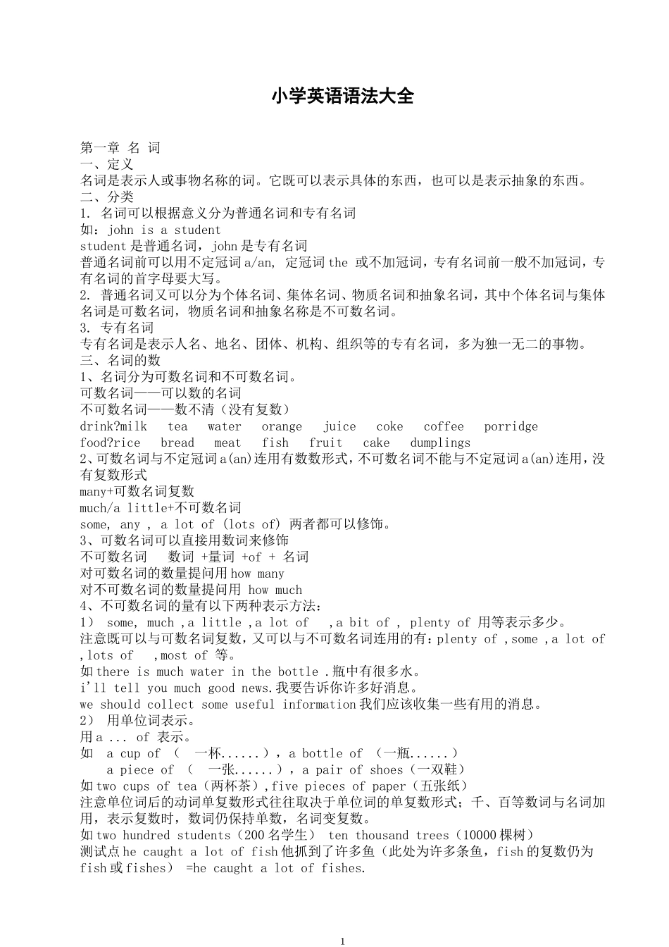 小学英语语法大全_第1页