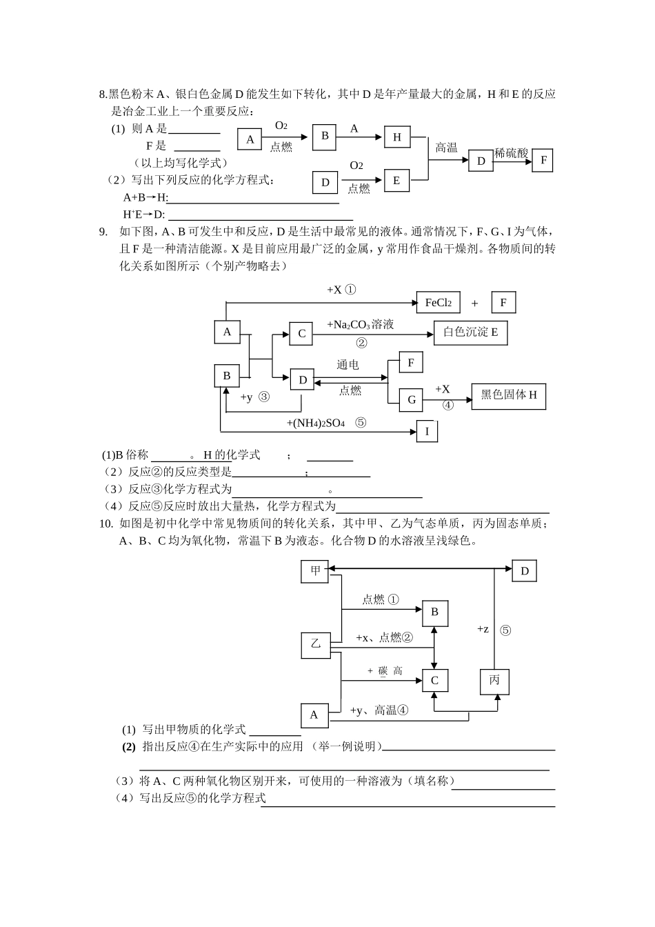 人教版九年级化学推断题集_第3页