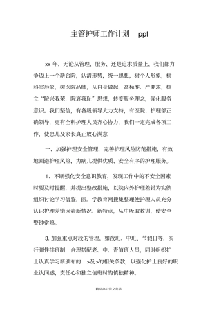 主管护师工作计划ppt